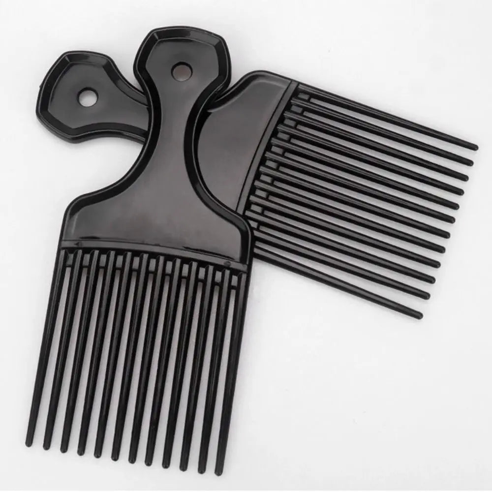 Curly Afro Plastic Fork Hairbrush Wide Teeth Black Insert Hair Combs Professional Massage Pick Comb Barber