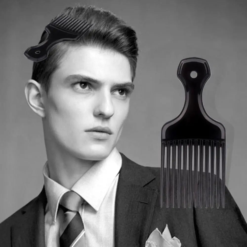Curly Afro Plastic Fork Hairbrush Wide Teeth Black Insert Hair Combs Professional Massage Pick Comb Barber
