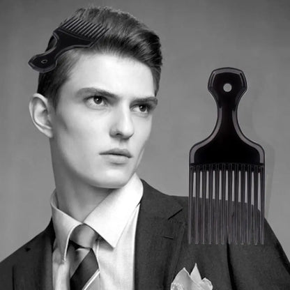 Curly Afro Plastic Fork Hairbrush Wide Teeth Black Insert Hair Combs Professional Massage Pick Comb Barber