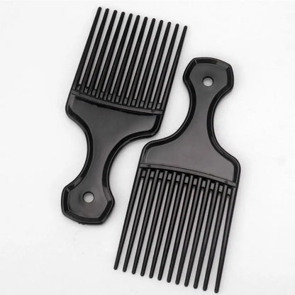 Curly Afro Plastic Fork Hairbrush Wide Teeth Black Insert Hair Combs Professional Massage Pick Comb Barber