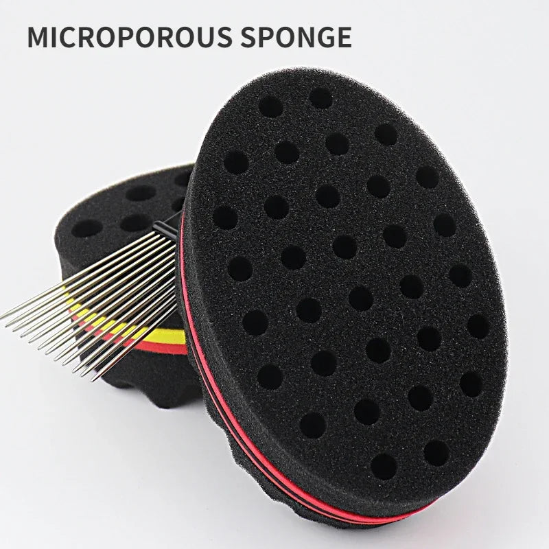 Oval Double Sides Magic Twist Hair Brush Sponge Brush For Natural Afro Coil Wave Dread Sponge Brushes Hair Braids Braiding Hair