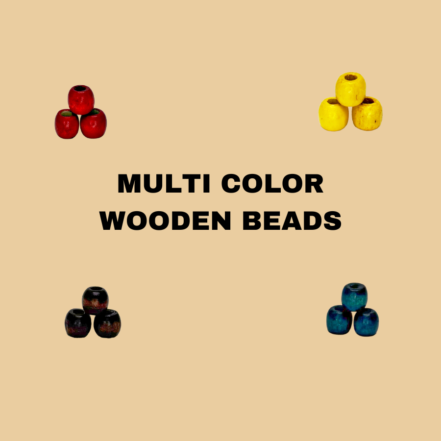 Multi Colour Wooden Beads 3 Pack